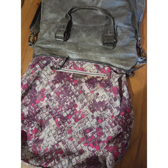 Elliot Luca Weaved Genuine Leather Boho Shoulder Crossbody Hand Bag Gray - Picture 6 of 9